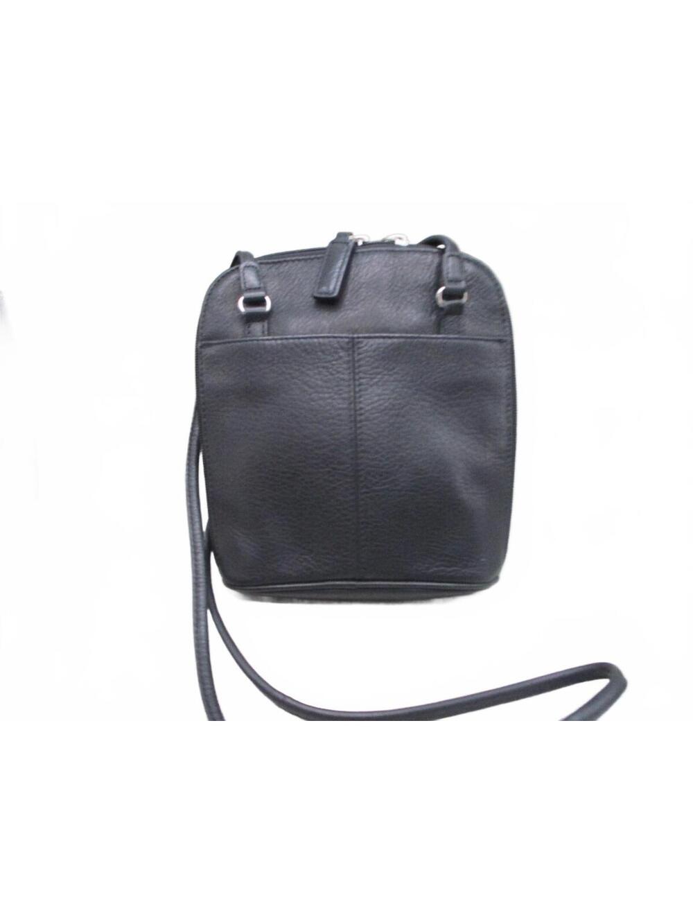 Vintage Fossil Black Pebbled Leather Crossbody Organizer Bag Travel Purse 75082 - Picture 2 of 4
